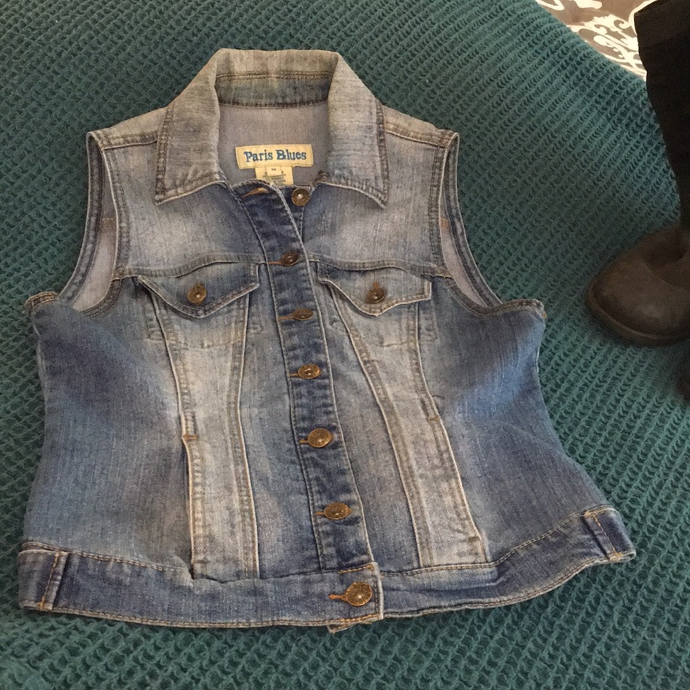 Paris blues vest denim vintage faded blue medium